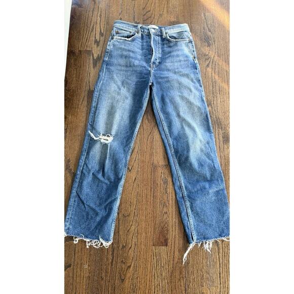 RE/DONE 70s Ultra High Rise Straight Jeans Washed Vintage Blue Size 27 - Picture 4 of 15